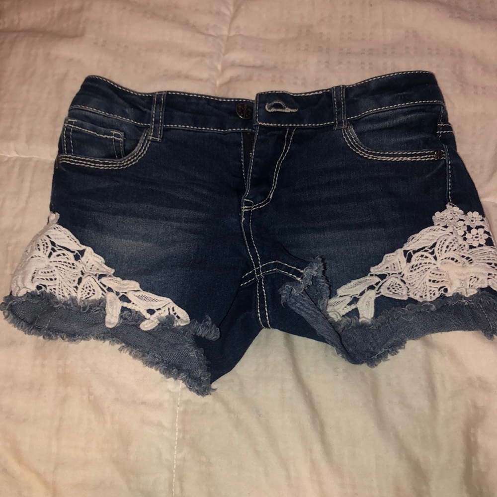 Denim distressed booty shorts